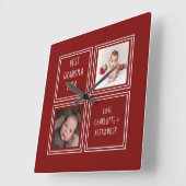 Twee foto-rode Sjabloon Vierkante Klok (Hoek)