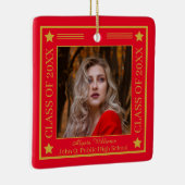 Twee foto-rood | Gouden klasse van 2023 Afstuderen Keramisch Ornament (Rechts)