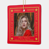 Twee foto-rood | Gouden klasse van 2023 Afstuderen Keramisch Ornament (Links)