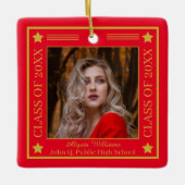 Twee foto-rood | Gouden klasse van 2023 Afstuderen Keramisch Ornament (Voorkant)