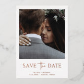 Twee foto | Roos Gold Save the Date Folie Kaart (Voorkant)