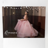 Twee foto-roze Silhouette met Moon Quinceanera Drieluik Uitnodiging (Binnenzijde eerst)