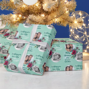 Twee foto sjabloon Kerstroos Cadeaupapier