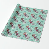 Twee foto sjabloon Kerstroos Cadeaupapier (Uitgerold)