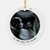 Twee foto Sonogram Zwangerschap Kute Minimalist Keramisch Ornament (Voorkant)
