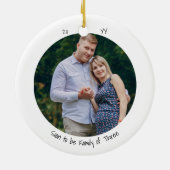 Twee foto Sonogram Zwangerschap Kute Minimalist Keramisch Ornament (Achterkant)