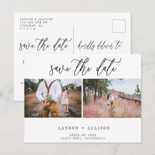 Twee Foto sparen de Kaart van de Datum (Voorkant / Achterkant)