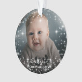 Twee Foto Sparkle Lijst met Namen Kerst Ornament (voorkant)