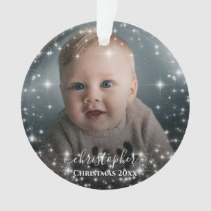Twee Foto Sparkle Lijst met Namen Kerst Ornament