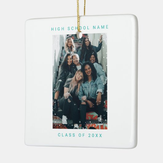 Twee foto Turquoise blauw Snowfall School College Keramisch Ornament (Links)