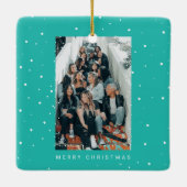 Twee foto Turquoise blauw Snowfall School College Keramisch Ornament (Achterkant)