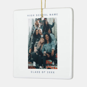 Twee foto Turquoise blauw Snowfall School College Keramisch Ornament
