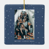 Twee foto Turquoise blauw Snowfall School College Keramisch Ornament (Achterkant)