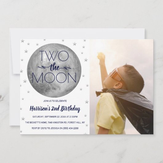 Twee foto van de maan 2e verjaardag kaart (Voorkant)