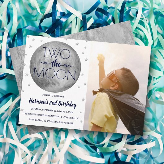 Twee foto van de maan 2e verjaardag kaart