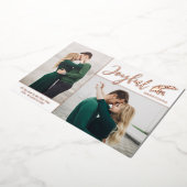 Twee foto van Elegant Joyful Greetings | wit Folie Feestdagenkaart (Gedraaid)
