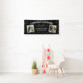 Twee foto van Glitter Black Gefeliciteerd Afstuder Spandoek (Insitu)