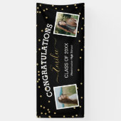 Twee foto van Glitter Black Gefeliciteerd Afstuder Spandoek (Verticaal)