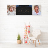 Twee foto van Navy Blue Gold Agate 90th Birthday Spandoek (Insitu)