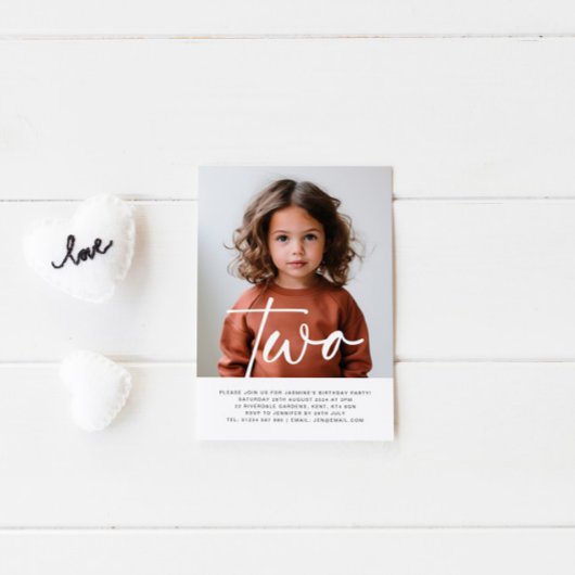 Twee foto verjaardag uitnodiging