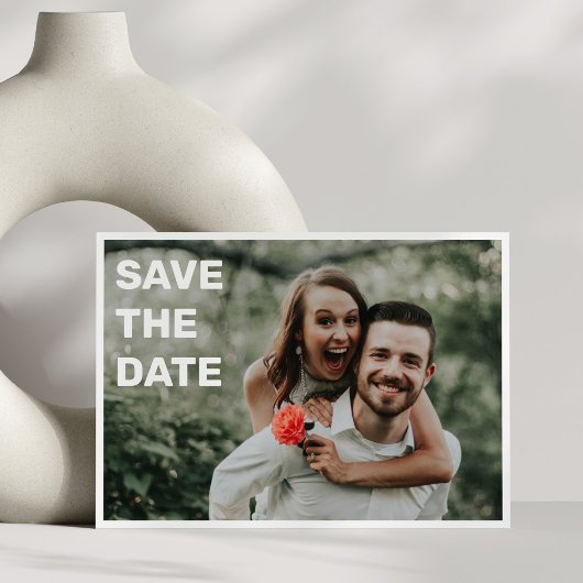 Twee foto Vet Wit Tekst Overlay Eenvoudige Bruilof Save The Date