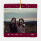 Twee foto-vriendinnetjes met holiday Keepomwille Keramisch Ornament (Achterkant)