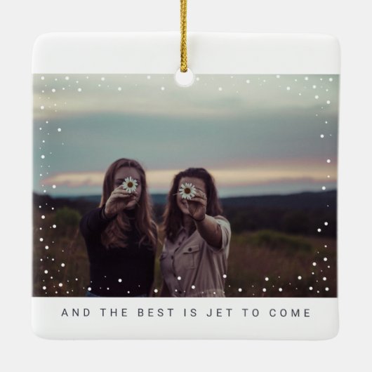 Twee foto-vriendinnetjes met holiday Keepomwille Keramisch Ornament (Achterkant)