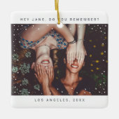 Twee foto-vriendinnetjes met holiday Keepomwille Keramisch Ornament (Voorkant)