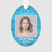 Twee foto Water Achtergrond Ovaal Kerstmis Ornament (voorkant)
