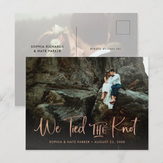 Twee foto | We sloten het handgeschreven script Kn Aankondigingskaart (Voorkant / Achterkant)