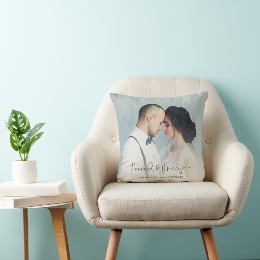 Twee foto-weddenschapnamen Datum bedekking Kussen (Stoel)