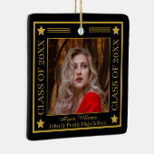 Twee foto zwart | Gouden klasse van 2023 Afstudere Keramisch Ornament (Rechts)