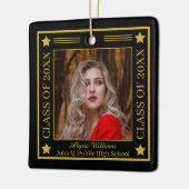 Twee foto zwart | Gouden klasse van 2023 Afstudere Keramisch Ornament (Links)