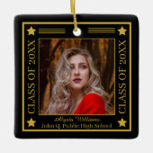 Twee foto zwart | Gouden klasse van 2023 Afstudere Keramisch Ornament (Voorkant)