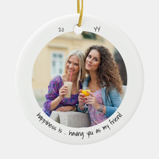 Twee fotogeluk is ... Friend Cute Minimalist Keramisch Ornament (Voorkant)