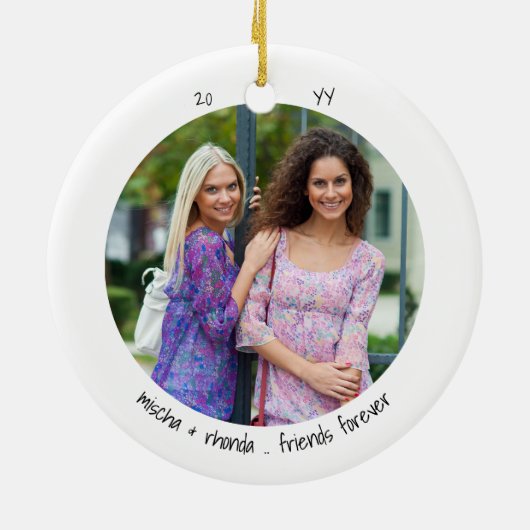 Twee fotogeluk is ... Friend Cute Minimalist Keramisch Ornament (Achterkant)