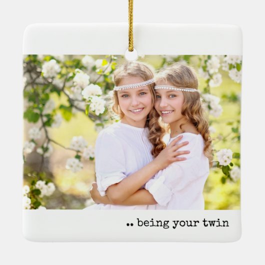 Twee fotogeluk is je tweelingminimalist keramisch ornament (Achterkant)