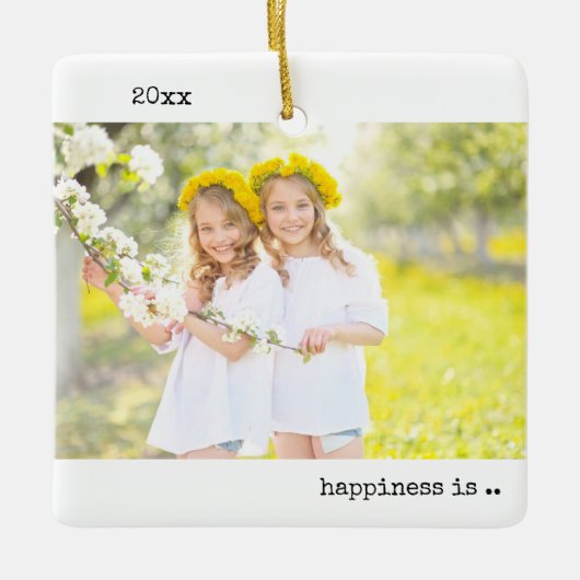 Twee fotogeluk is je tweelingminimalist keramisch ornament (Voorkant)