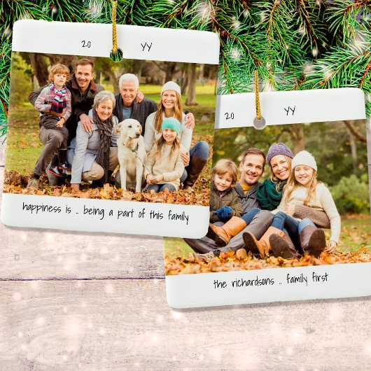 Twee fotogeluk is ... minimalistisch gezinscuut keramisch ornament