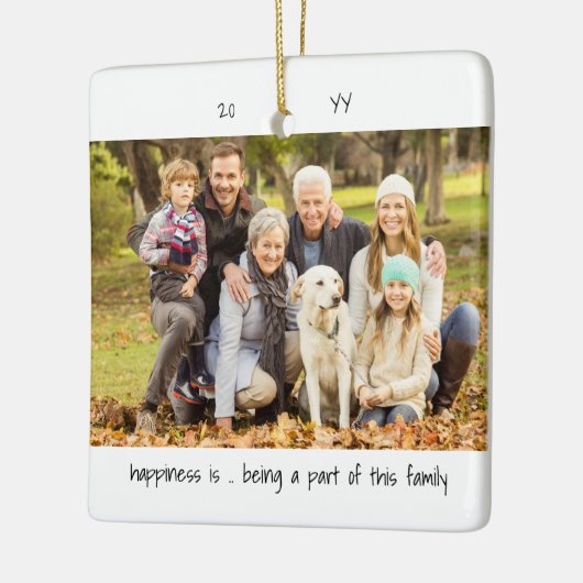 Twee fotogeluk is ... minimalistisch gezinscuut keramisch ornament (Links)