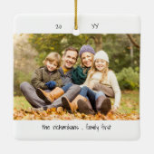 Twee fotogeluk is ... minimalistisch gezinscuut keramisch ornament (Achterkant)