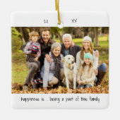 Twee fotogeluk is ... minimalistisch gezinscuut keramisch ornament (Voorkant)