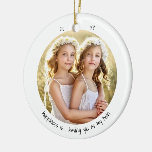 Twee fotogeluk is ... Twin Cute Minimalist Keramisch Ornament (Links)