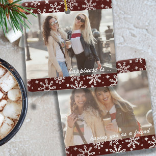 Twee fotogeluk: jij als Friend Red Snowflake Keramisch Ornament
