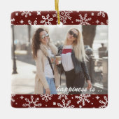 Twee fotogeluk: jij als Friend Red Snowflake Keramisch Ornament (Voorkant)