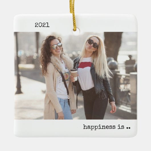 Twee fotogeluk: U als Vriend minimalist Keramisch Ornament (Voorkant)