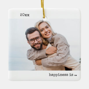 Twee fotogeluk wordt gehuwd minimalistisch keramisch ornament