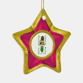 Twee foto's aan beide zijden Versiering gouden ill Keramisch Ornament (Rechts)