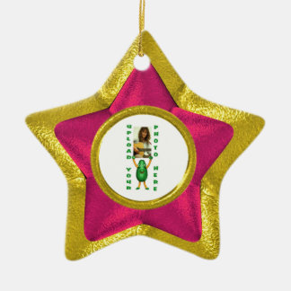 Twee foto's aan beide zijden Versiering gouden ill Keramisch Ornament