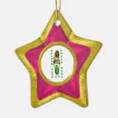 Twee foto's aan beide zijden Versiering gouden ill Keramisch Ornament (Links)